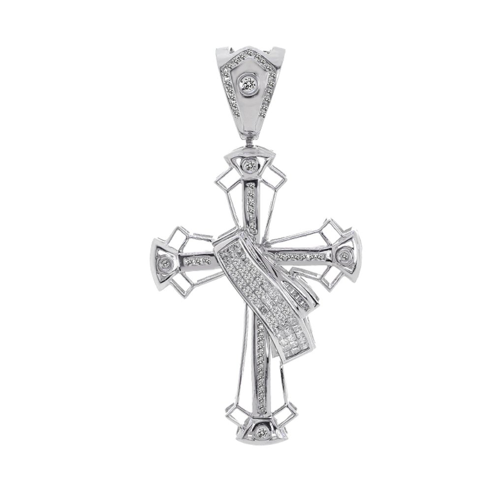 327 Ct Diamond Princess Cut Cross Pendant 4918$